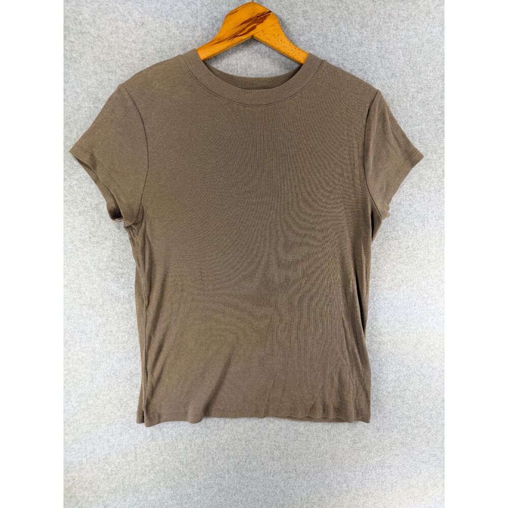 A New Day Women’s XXL Ribbed Crew Neck Short Sleeve Brown T-Shirt 3766